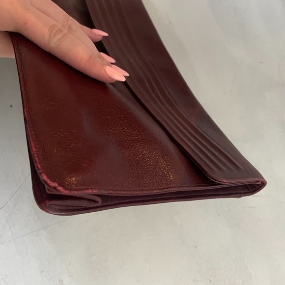 Christian Dior Vintage Red Leather Clutch With Gold Tone Hardware - Picture 7 of 10